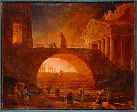 Hubert Robert Fire of Rome Sweden oil painting art